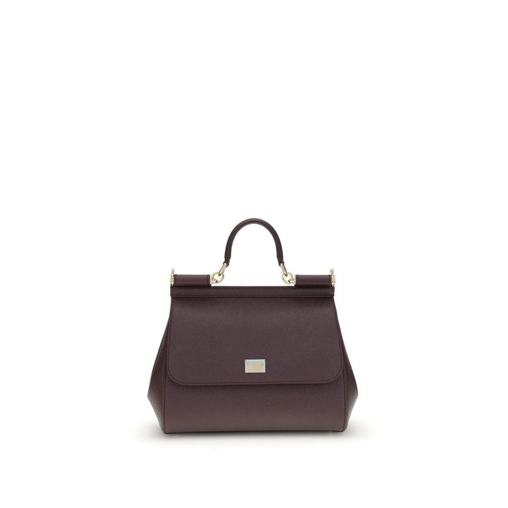 Dolce &amp; Gabbana Bordeaux Calf Leather Bos Taurus Handbag