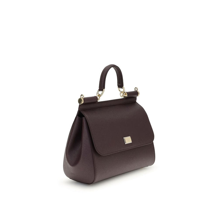Dolce &amp; Gabbana Bordeaux Calf Leather Bos Taurus Handbag