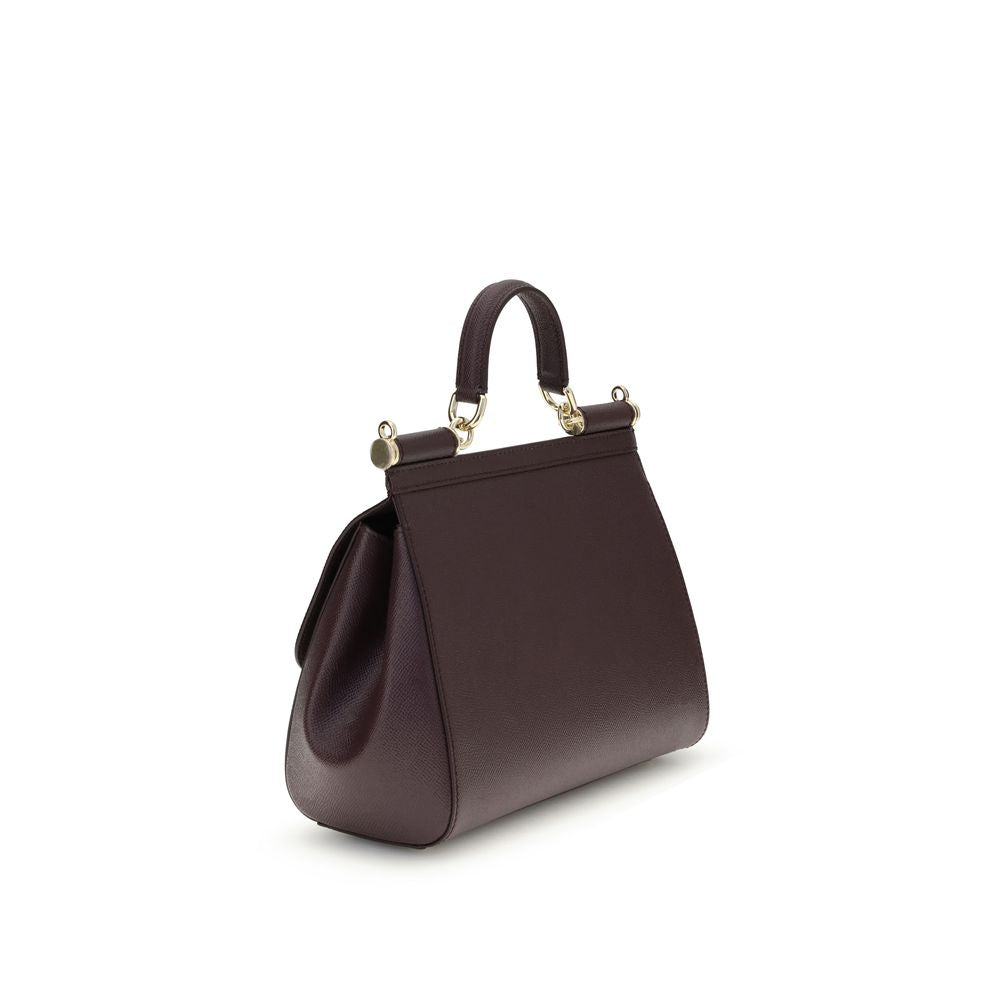 Dolce &amp; Gabbana Bordeaux Calf Leather Bos Taurus Handbag