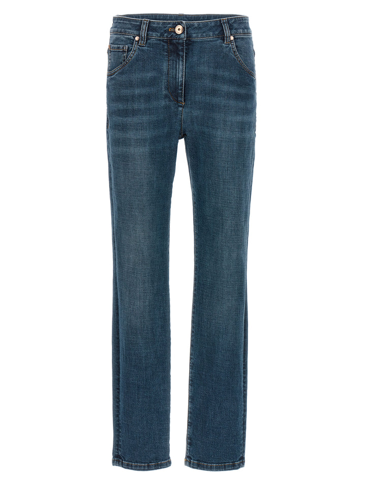 Brunello Cucinelli Blue Cotton Straight-Leg Jeans