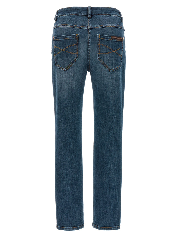 Brunello Cucinelli Blue Cotton Straight-Leg Jeans