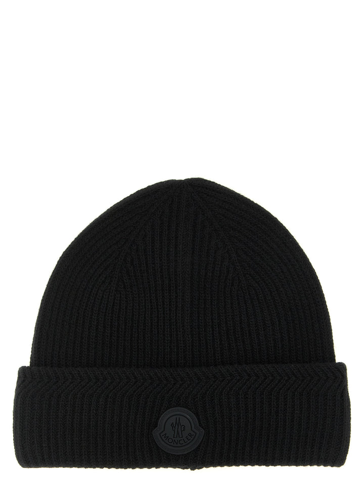 Moncler Black Virgin Wool Beanie
