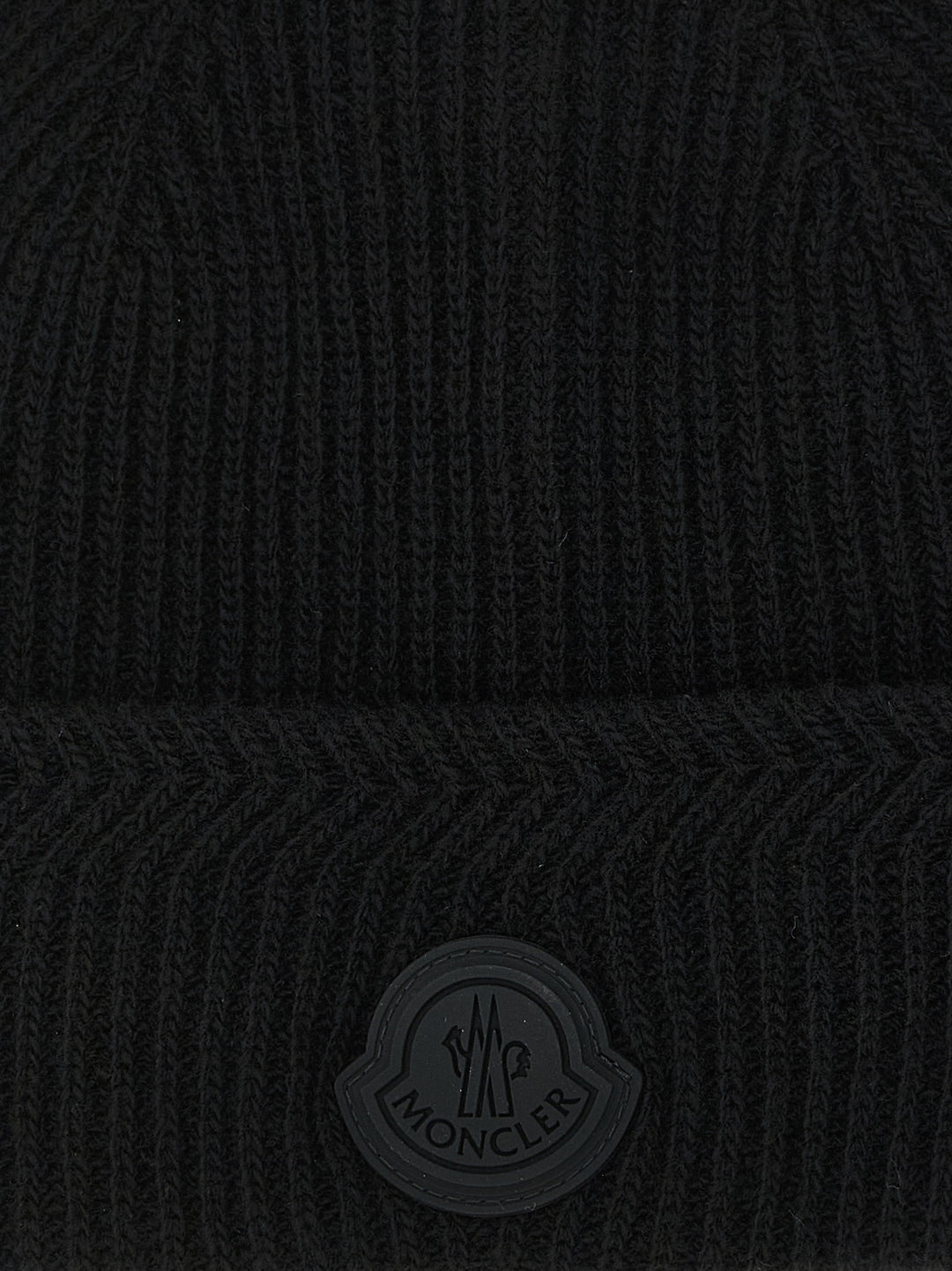 Moncler Black Virgin Wool Beanie