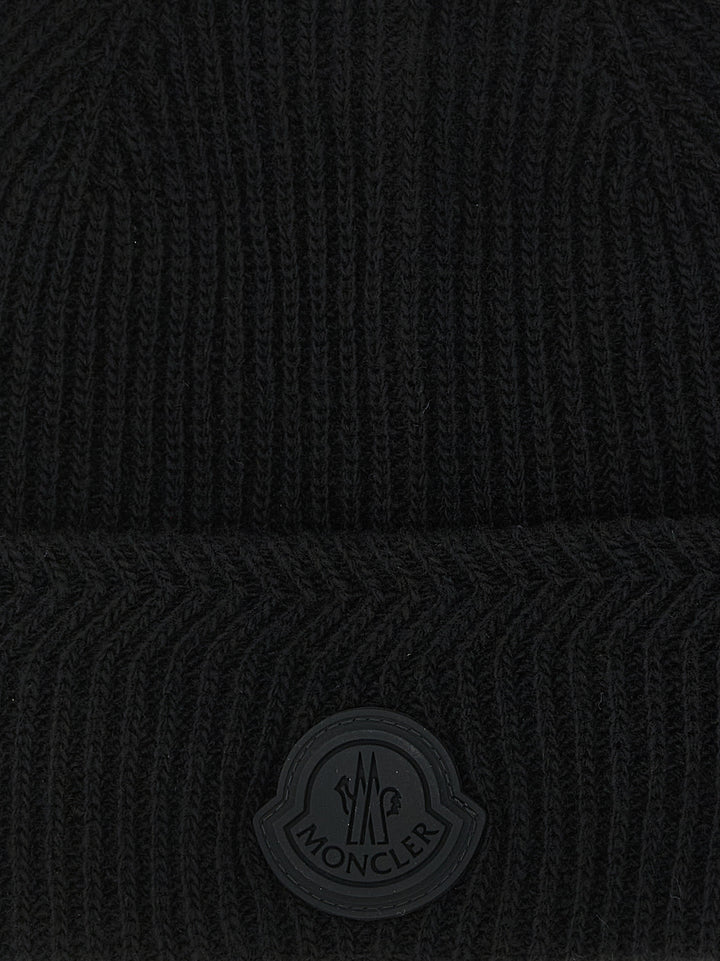Moncler Black Virgin Wool Beanie
