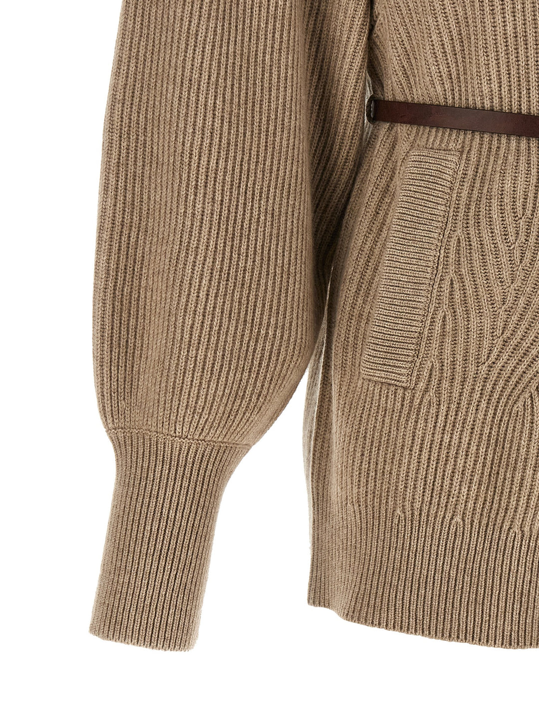 Brunello Cucinelli Beige Virgin Wool Cardigan
