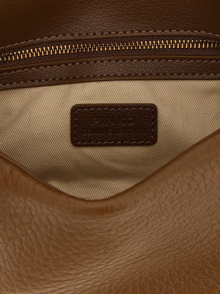 PINKO Brown Lamb Leather Shoulder Bag