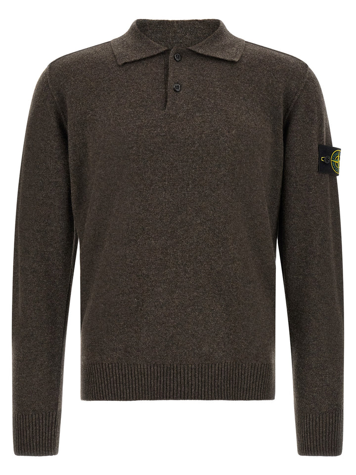 Stone Island Brown Virgin Wool Polo Shirt