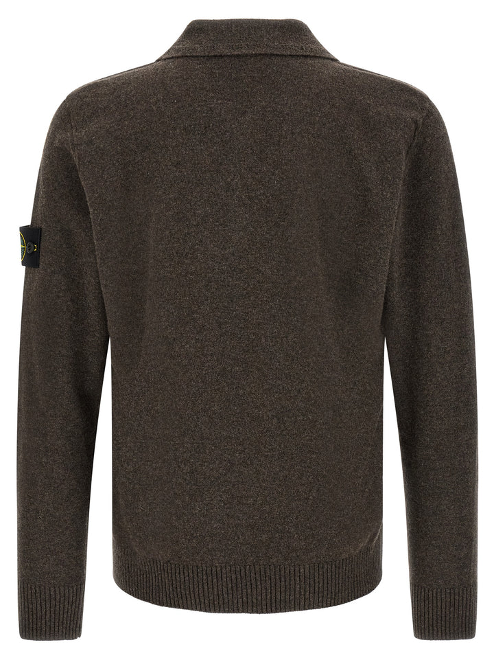 Stone Island Brown Virgin Wool Polo Shirt