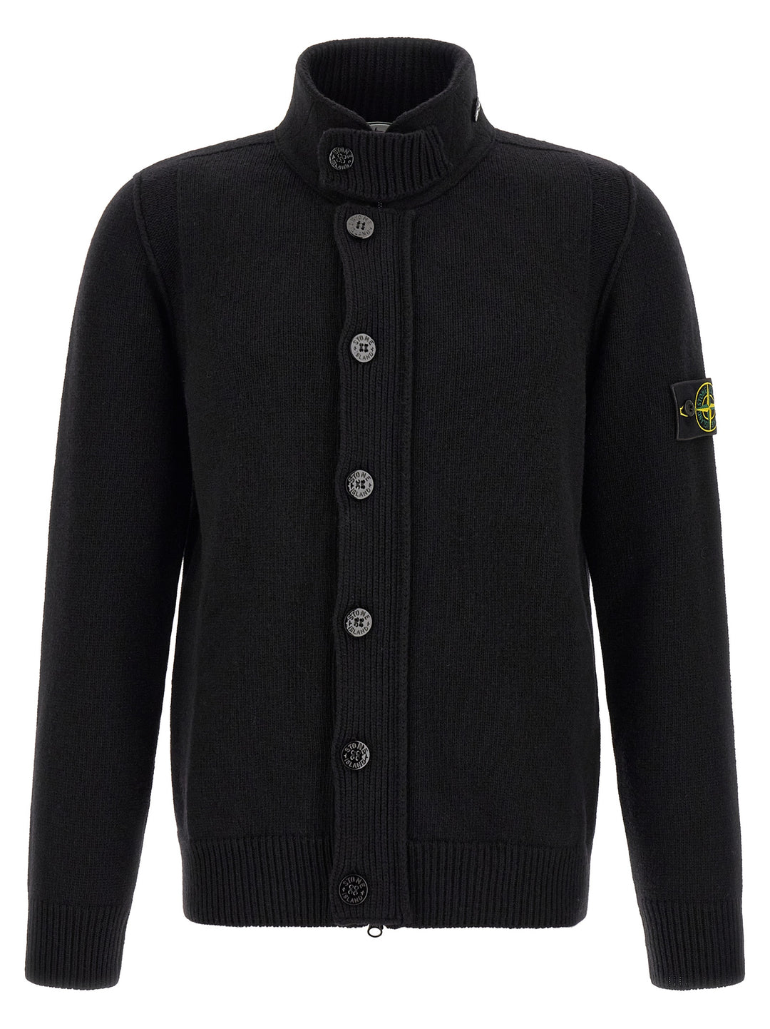 Stone Island Black Virgin Wool Cardigan
