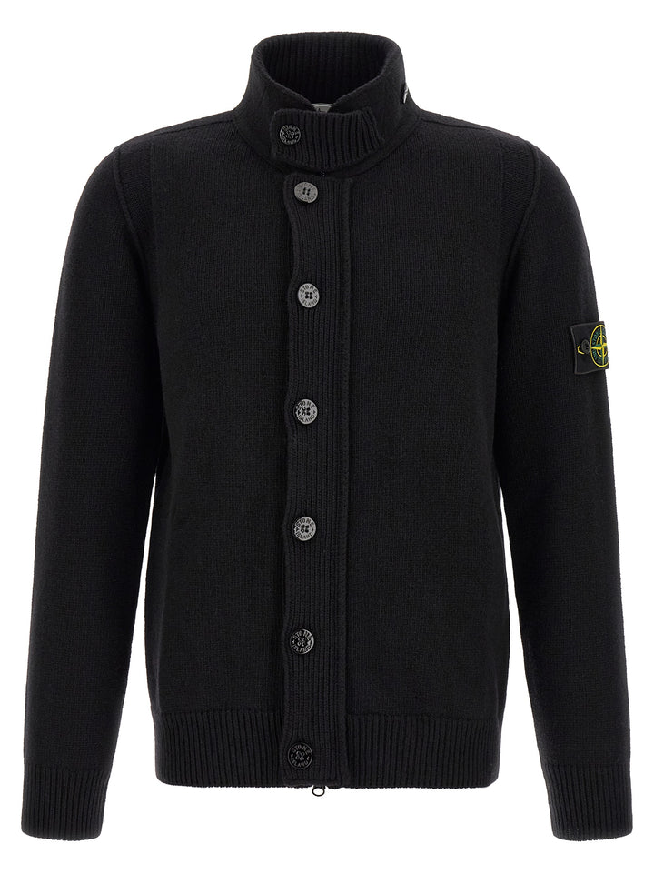 Stone Island Black Virgin Wool Cardigan