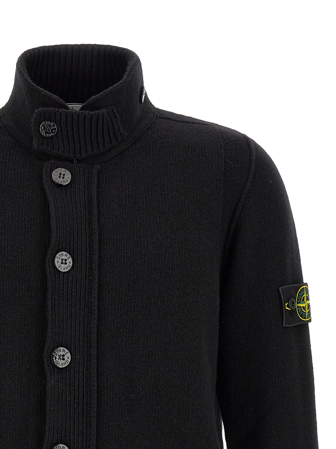 Stone Island Black Virgin Wool Cardigan