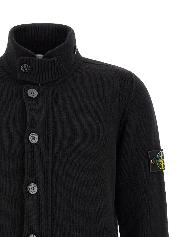 Stone Island Black Virgin Wool Cardigan