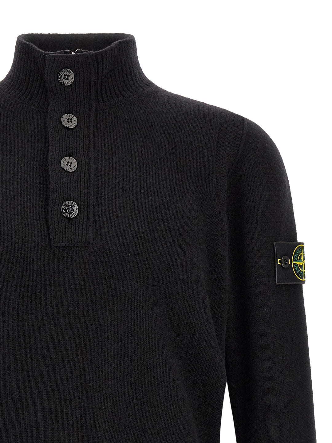 Stone Island Black Virgin Wool Cardigan
