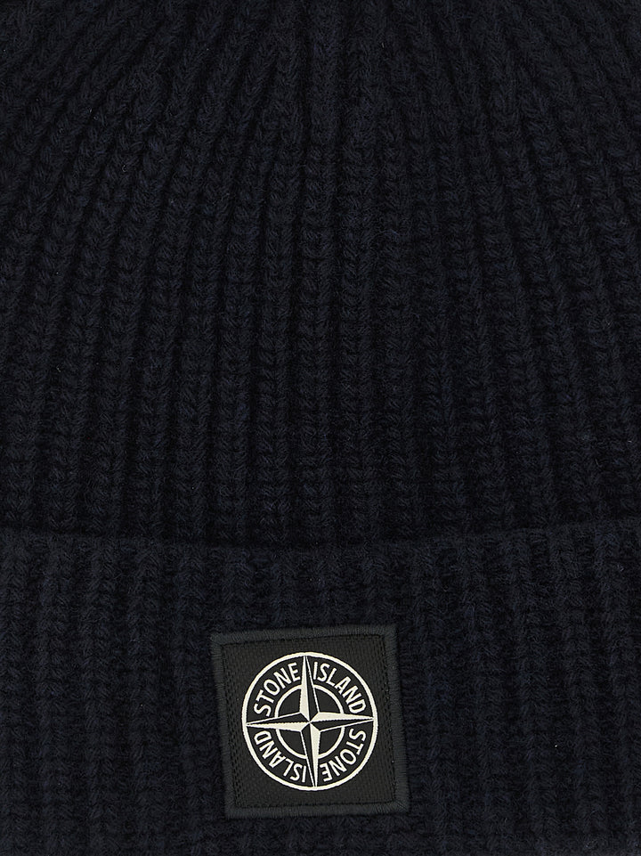 Stone Island Blue Virgin Wool Beanie