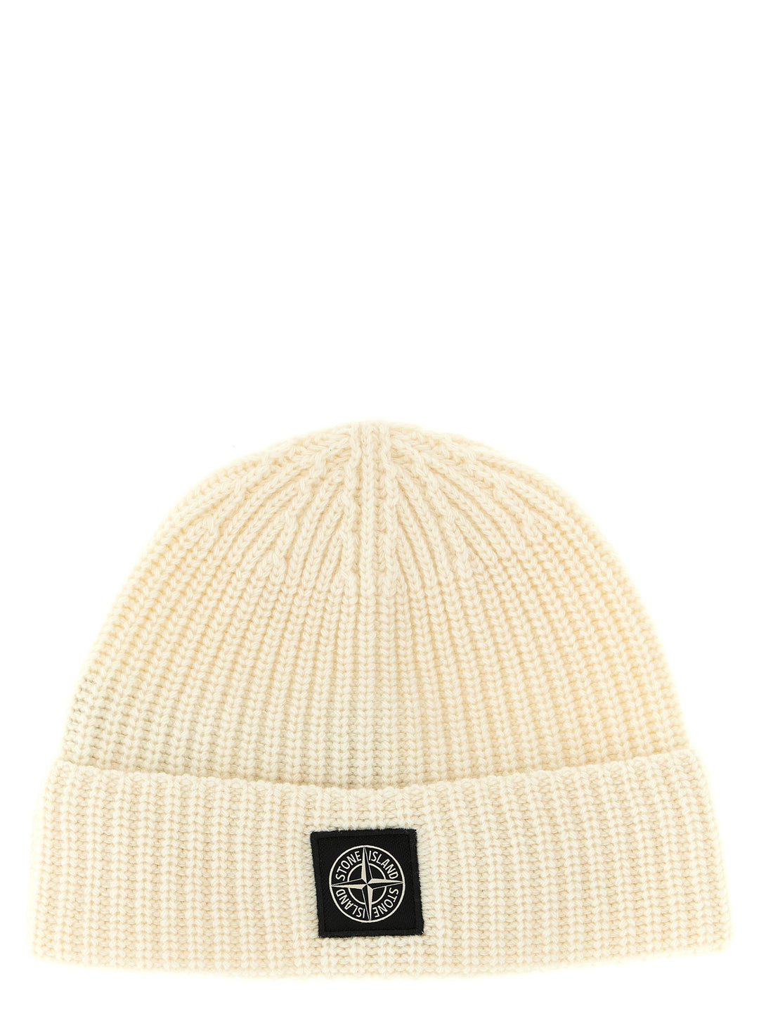 Stone Island White Virgin Wool Beanie