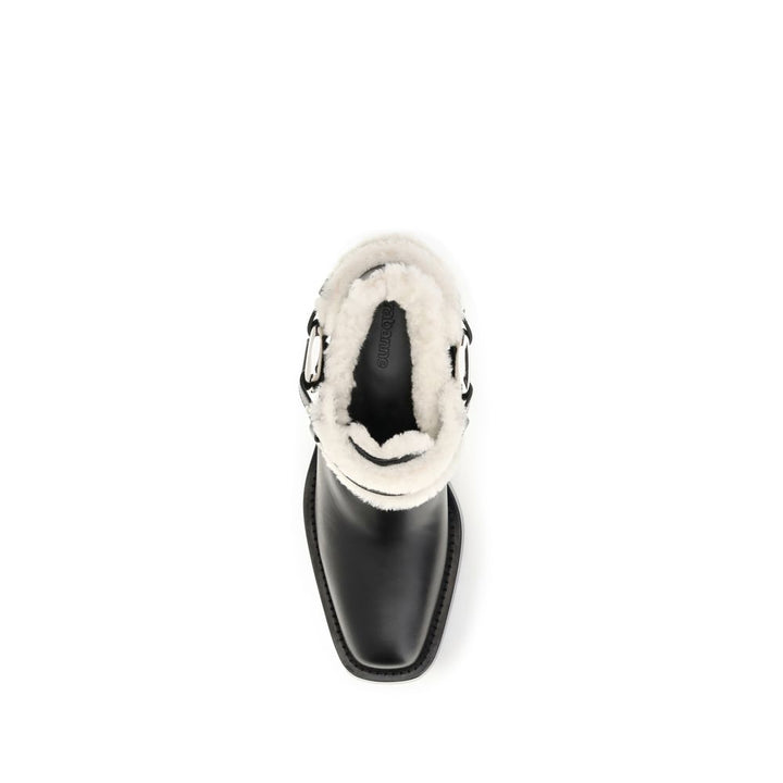 Rabanne Black Calf Leather Bos Taurus Ankle Boots