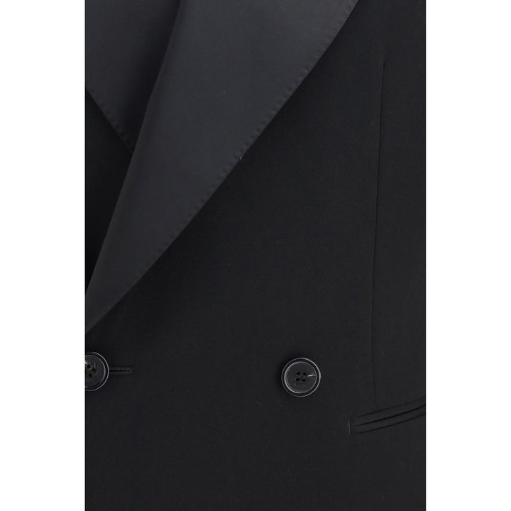 Saint Laurent Black Wool Oves Aries Leather Jacket