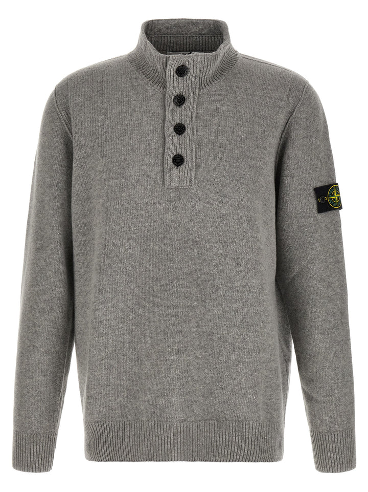 Stone Island Gray Virgin Wool Cardigan