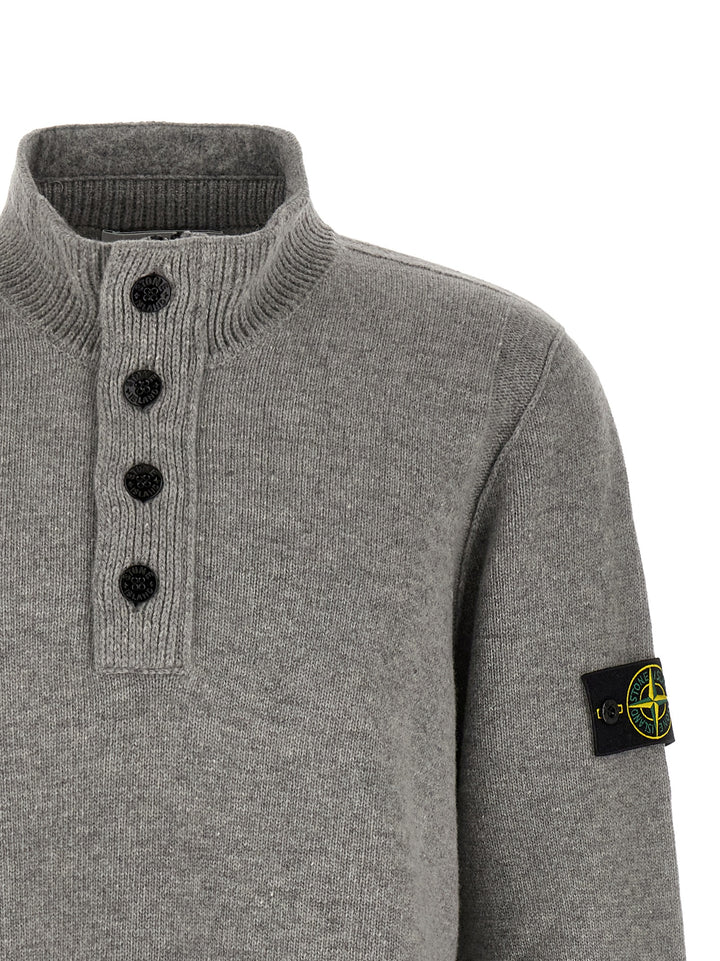 Stone Island Gray Virgin Wool Cardigan