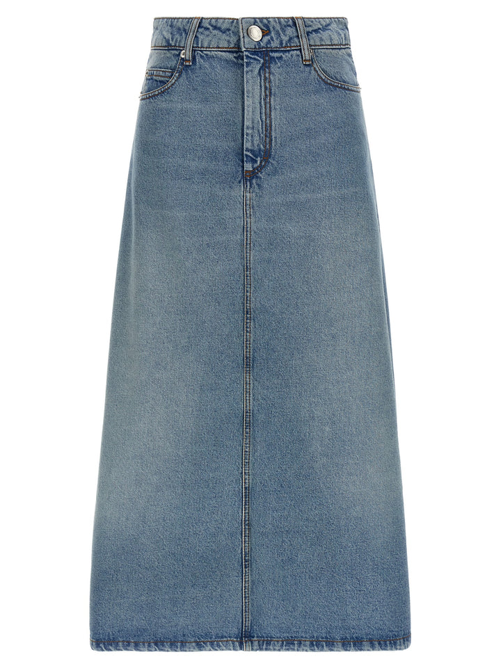Ami Paris Blue Cotton Midi Skirt