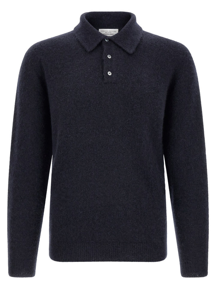 Roberto Collina Blue Cashmere Polo Shirt
