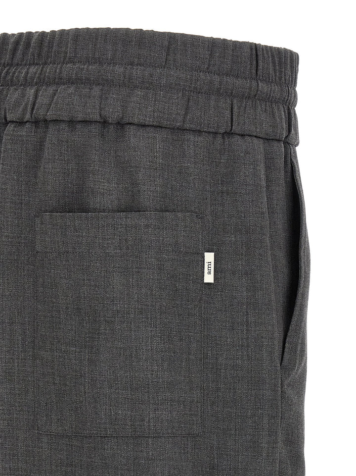 Ami Paris Gray Virgin Wool Casual Pants