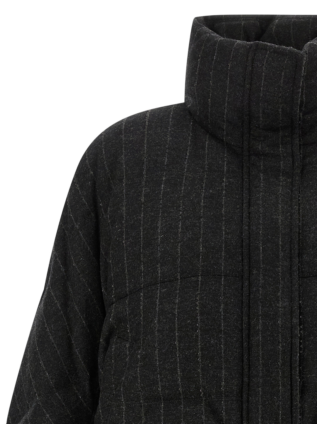Brunello Cucinelli Gray Virgin Wool Full-Length Jacket