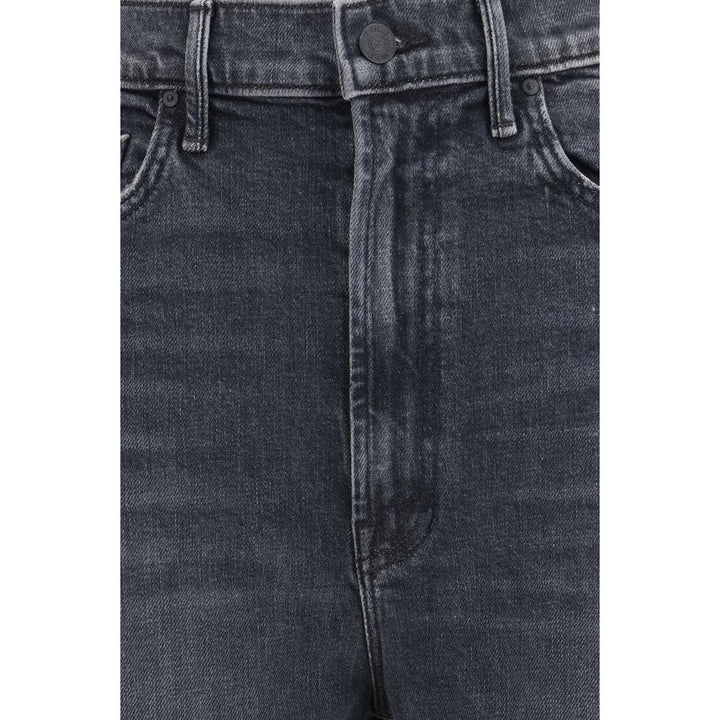 Mother Denim Black Cotton Cropped Jeans