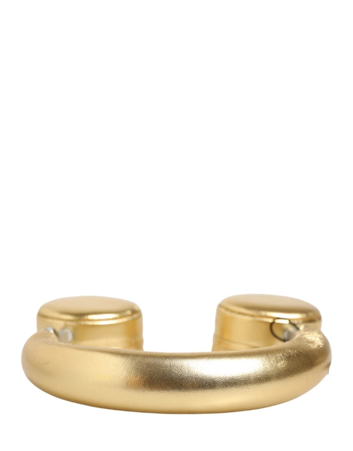 Dolce &amp; Gabbana Women Gold Leather Wireless On-Ear Headset Headphones