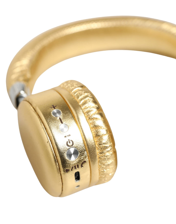 Dolce &amp; Gabbana Women Gold Leather Wireless On-Ear Headset Headphones