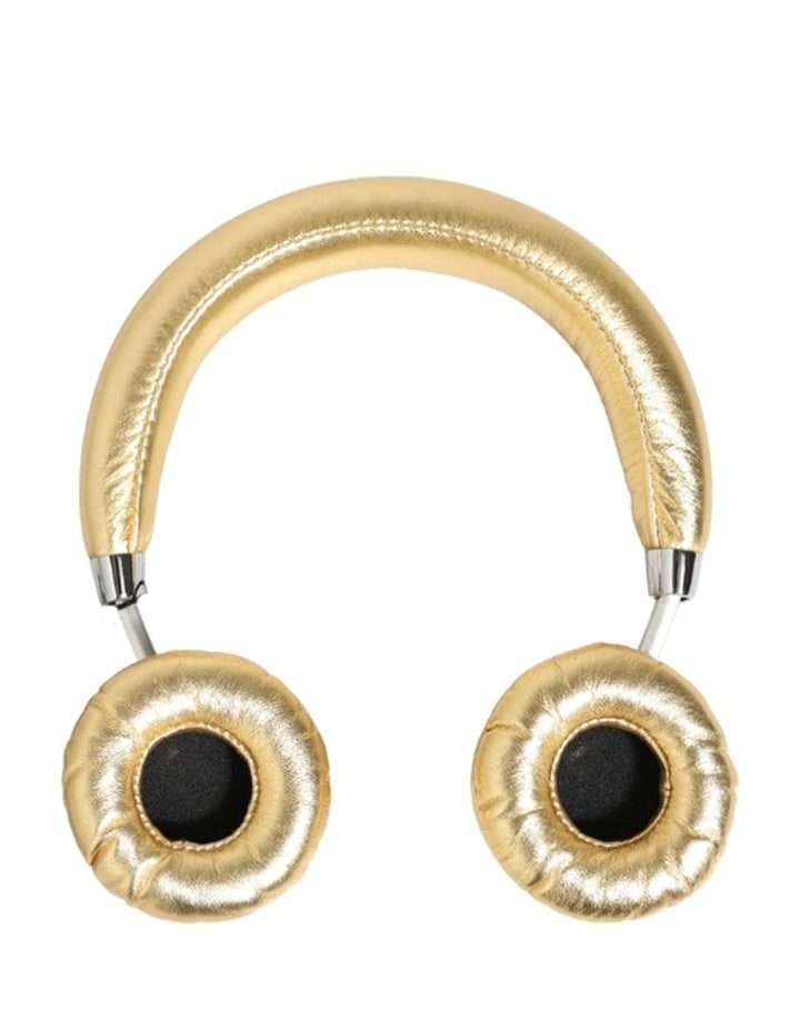 Dolce &amp; Gabbana Women Gold Leather Wireless On-Ear Headset Headphones