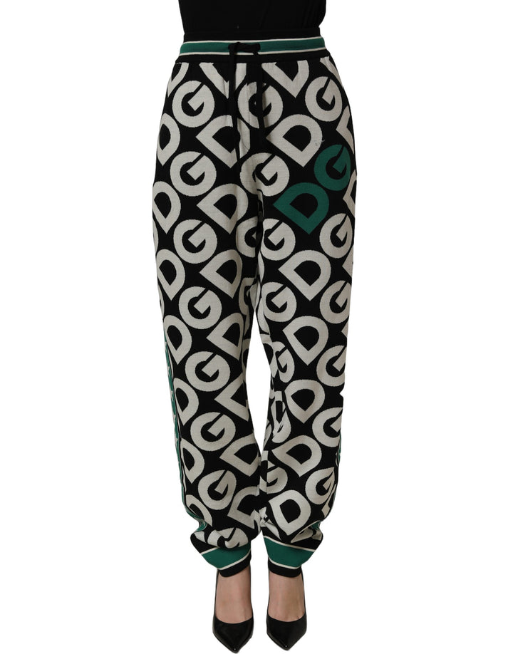 Dolce &amp; Gabbana Black Wool Logo Jogger Sweatpants Pants