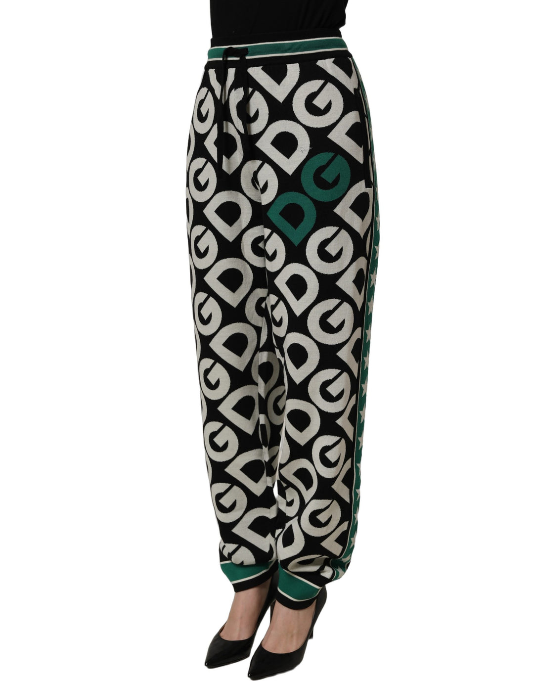 Dolce &amp; Gabbana Black Wool Logo Jogger Sweatpants Pants