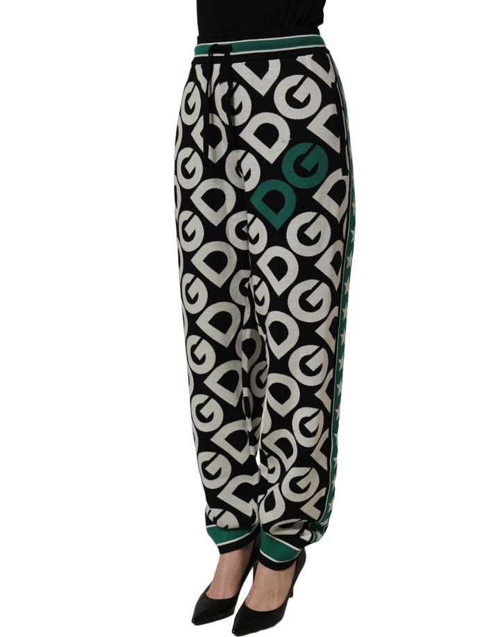 Dolce &amp; Gabbana Black Wool Logo Jogger Sweatpants Pants