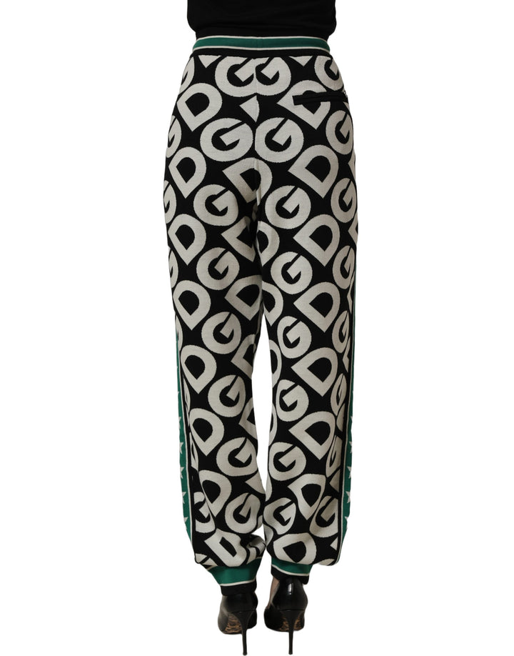 Dolce &amp; Gabbana Black Wool Logo Jogger Sweatpants Pants