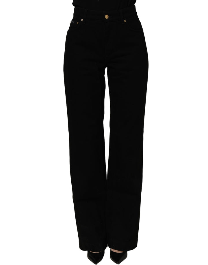 Dolce &amp; Gabbana Black Cotton Stretch Straight Denim Jeans