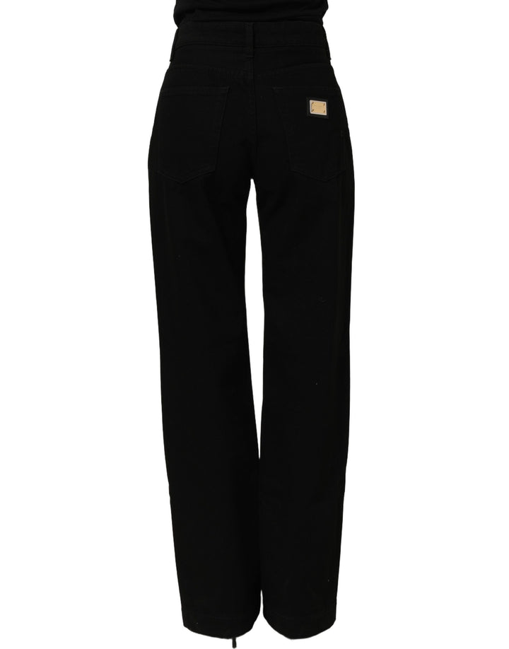 Dolce &amp; Gabbana Black Cotton Stretch Straight Denim Jeans