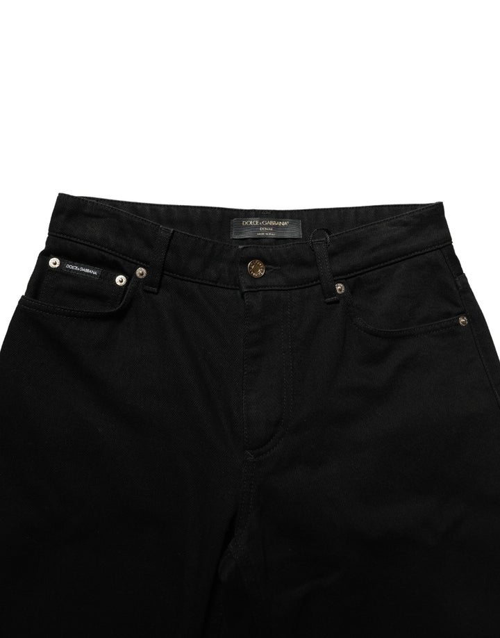Dolce &amp; Gabbana Black Cotton Stretch Straight Denim Jeans