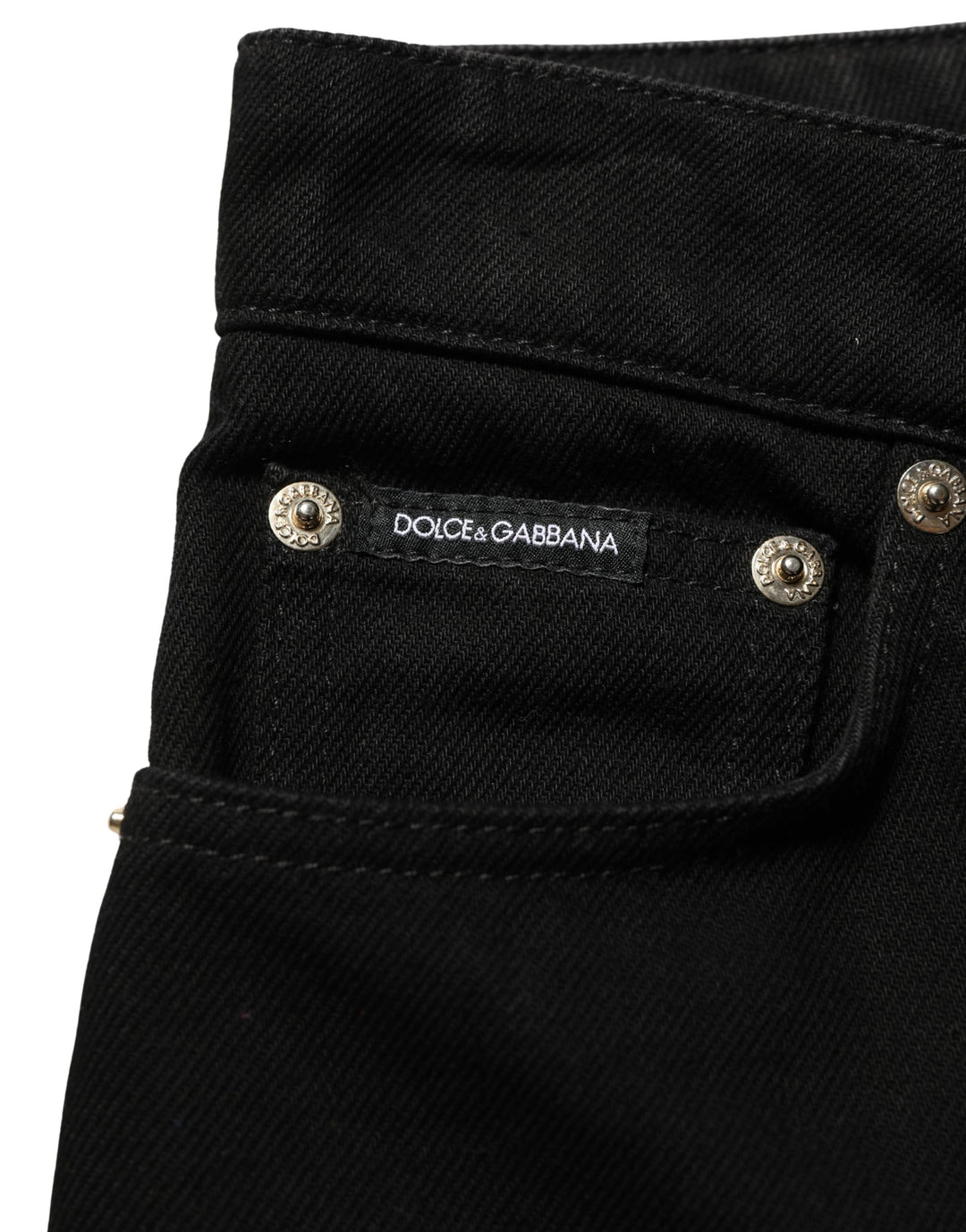 Dolce &amp; Gabbana Black Cotton Stretch Straight Denim Jeans