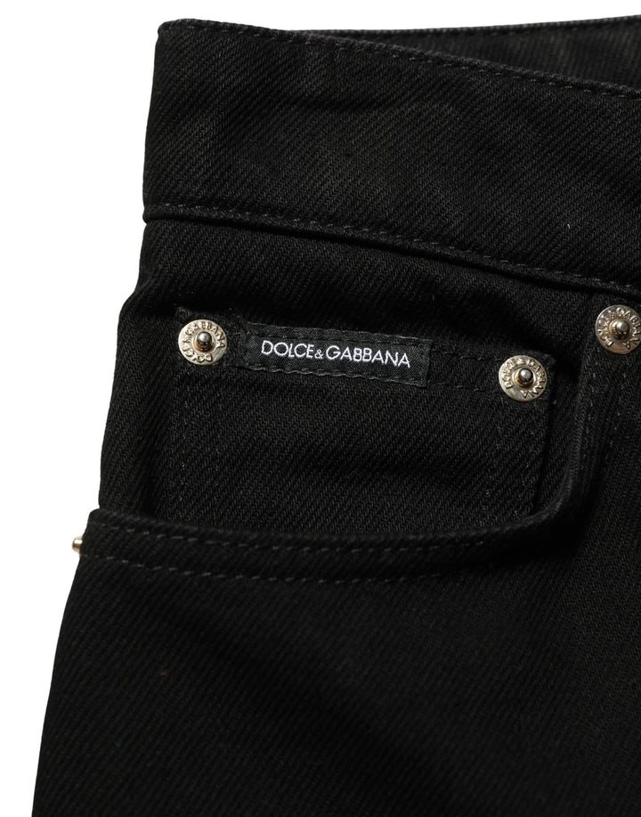 Dolce &amp; Gabbana Black Cotton Stretch Straight Denim Jeans