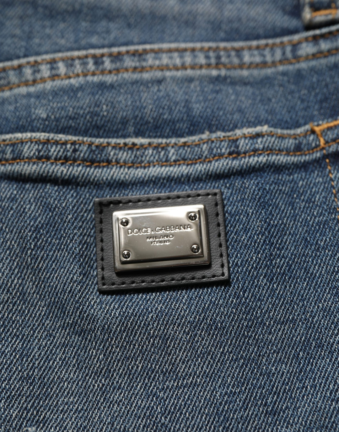 Dolce &amp; Gabbana Blue Cotton Stretch Skinny Denim Trouser Jeans