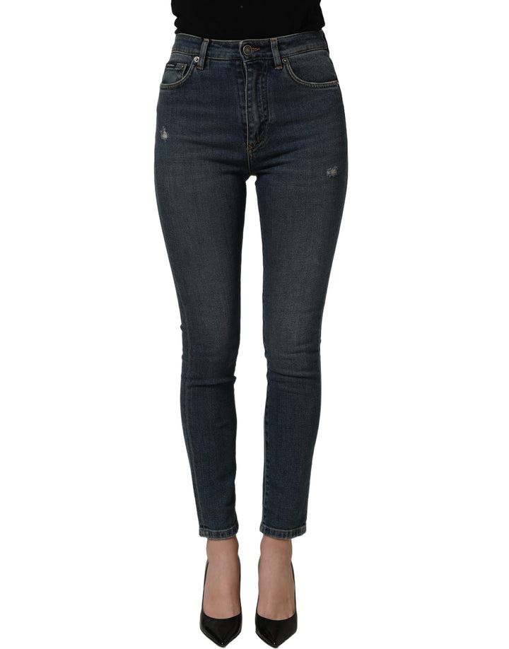 Dolce &amp; Gabbana Blue Cotton Stretch Skinny Denim Trouser Jeans