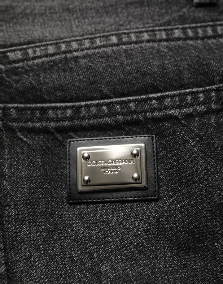 Dolce &amp; Gabbana Black Cotton Stretch Straight Denim Jeans