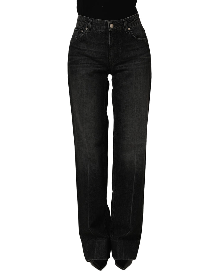 Dolce &amp; Gabbana Black Cotton Stretch Straight Denim Jeans