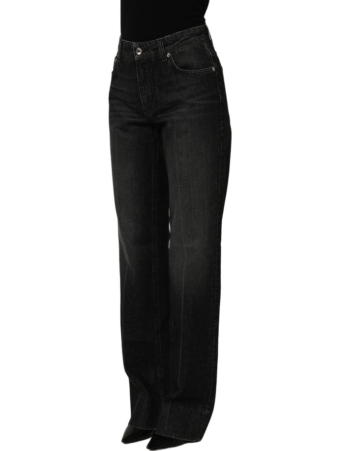 Dolce &amp; Gabbana Black Cotton Stretch Straight Denim Jeans