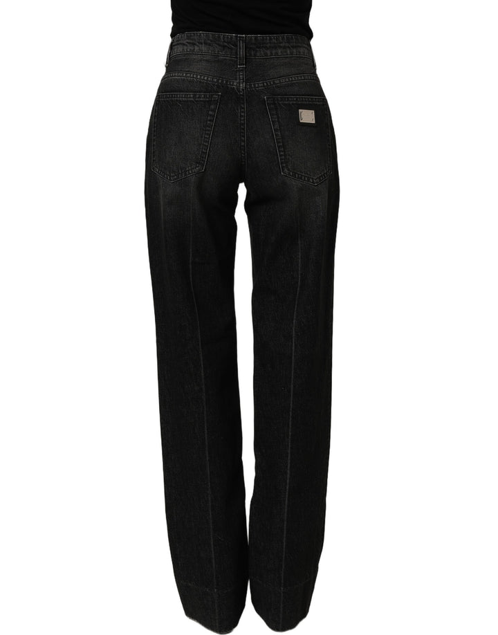 Dolce &amp; Gabbana Black Cotton Stretch Straight Denim Jeans