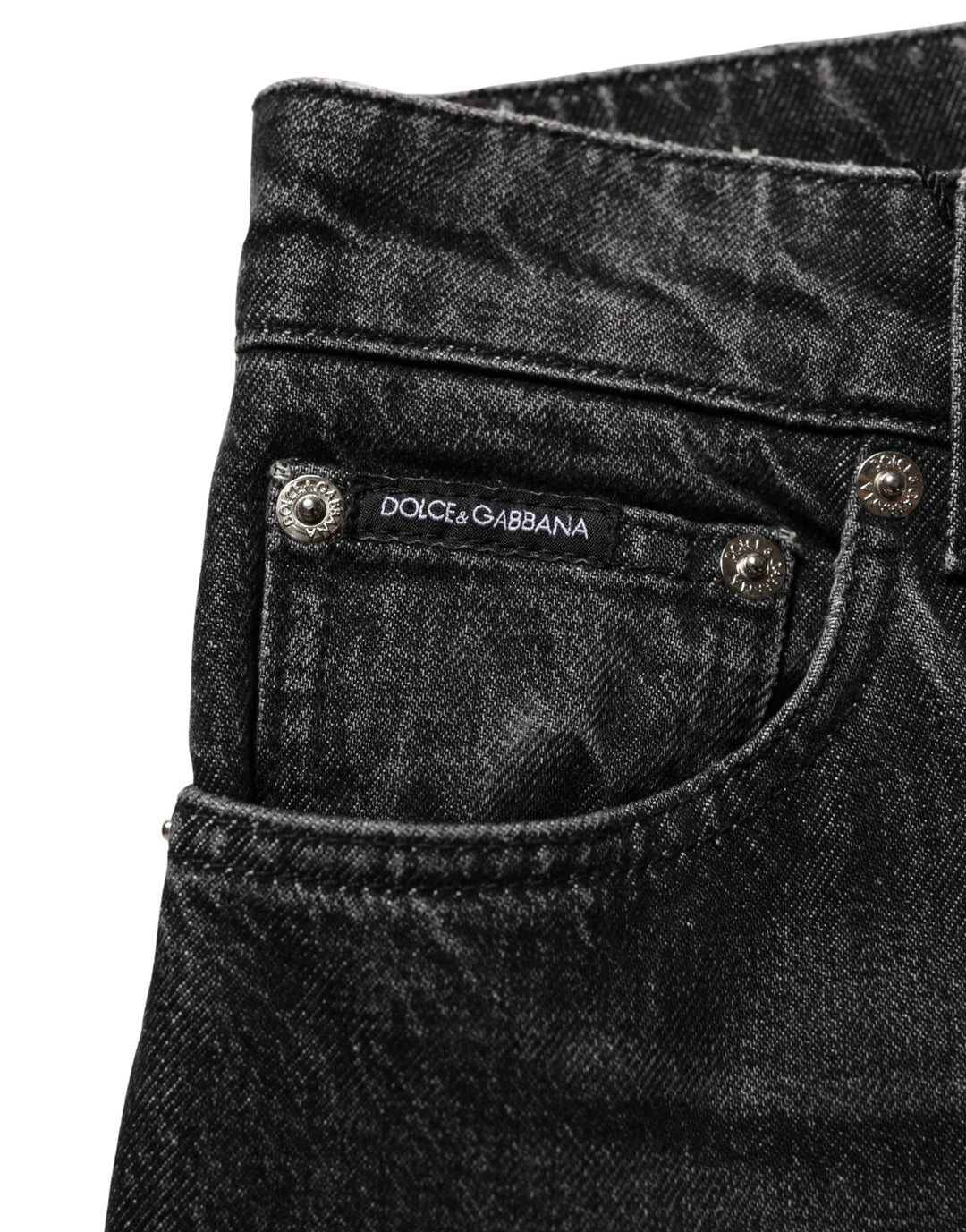 Dolce &amp; Gabbana Black Cotton Stretch Straight Denim Jeans