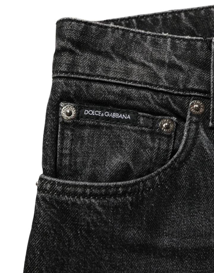 Dolce &amp; Gabbana Black Cotton Stretch Straight Denim Jeans