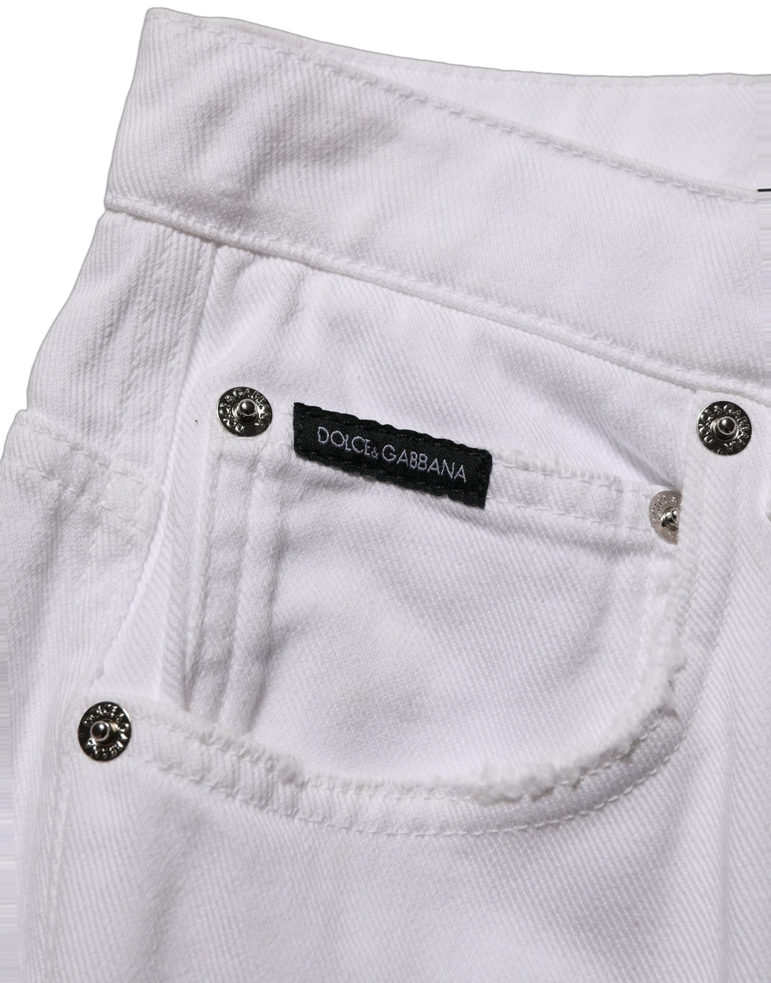 Dolce &amp; Gabbana White Cotton Stretch Wide Leg Denim Jeans