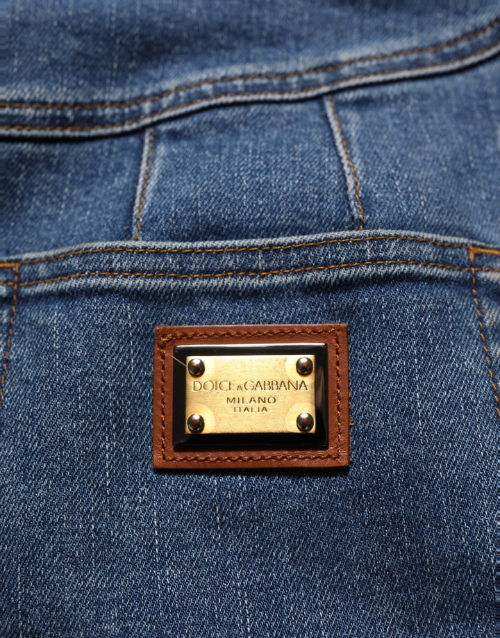 Dolce &amp; Gabbana Dark Blue Cotton Stretch Tapered Denim Jeans